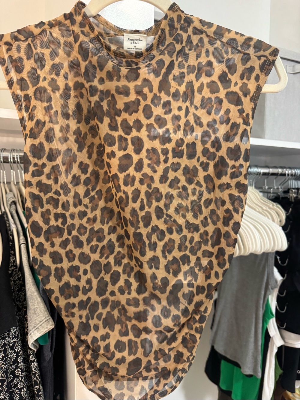 Abercrombie & Fitch Sheer Leopard Print Sleeveless Top - Brown & Black